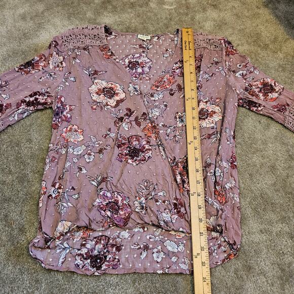 Eyeshadow Size Medium M Swiss Dot Boho 100% Cotton Purple Floral Faux Wrap Knit - Picture 9 of 11
